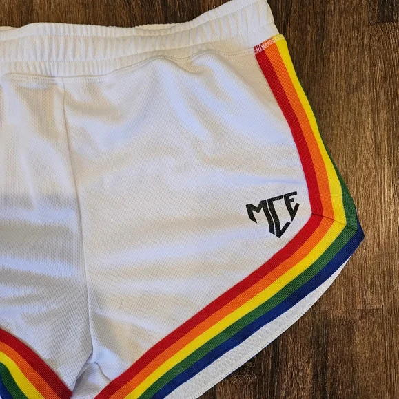MCE Creations white pride shorts with liner - Picture 2 of 5